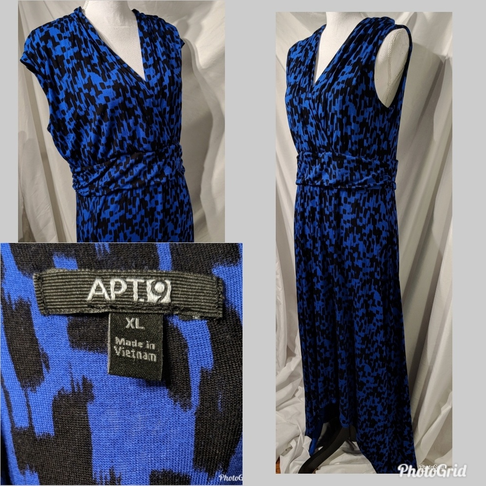 Apt. 9 Blue and Black Maxi Dress Size XL